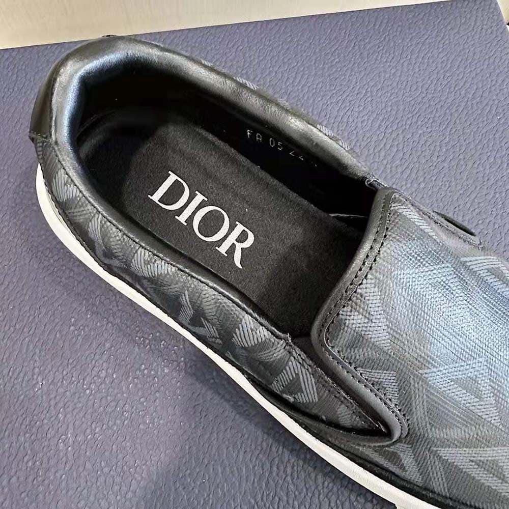 GIÀY DIOR B101 Slip-on Sneaker Black CD Diamond Canvas and Smooth Calfskin