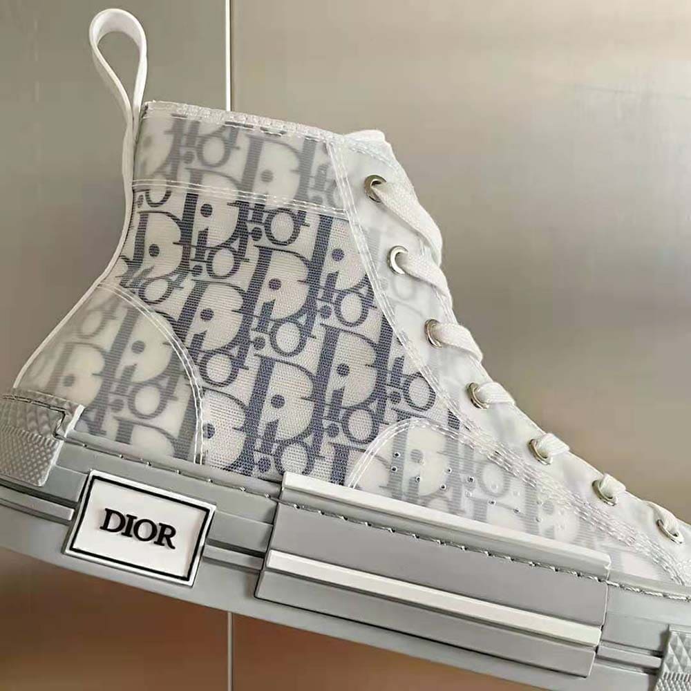 GIÀY DIOR B23 High-Top Sneaker White and Navy Blue Dior Oblique Canvas