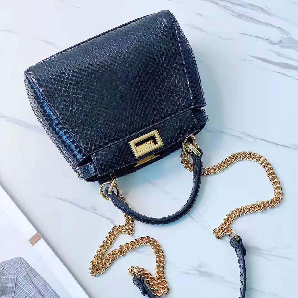 TÚI Fendi Women Peekaboo Iconic Mini Black Python Bag