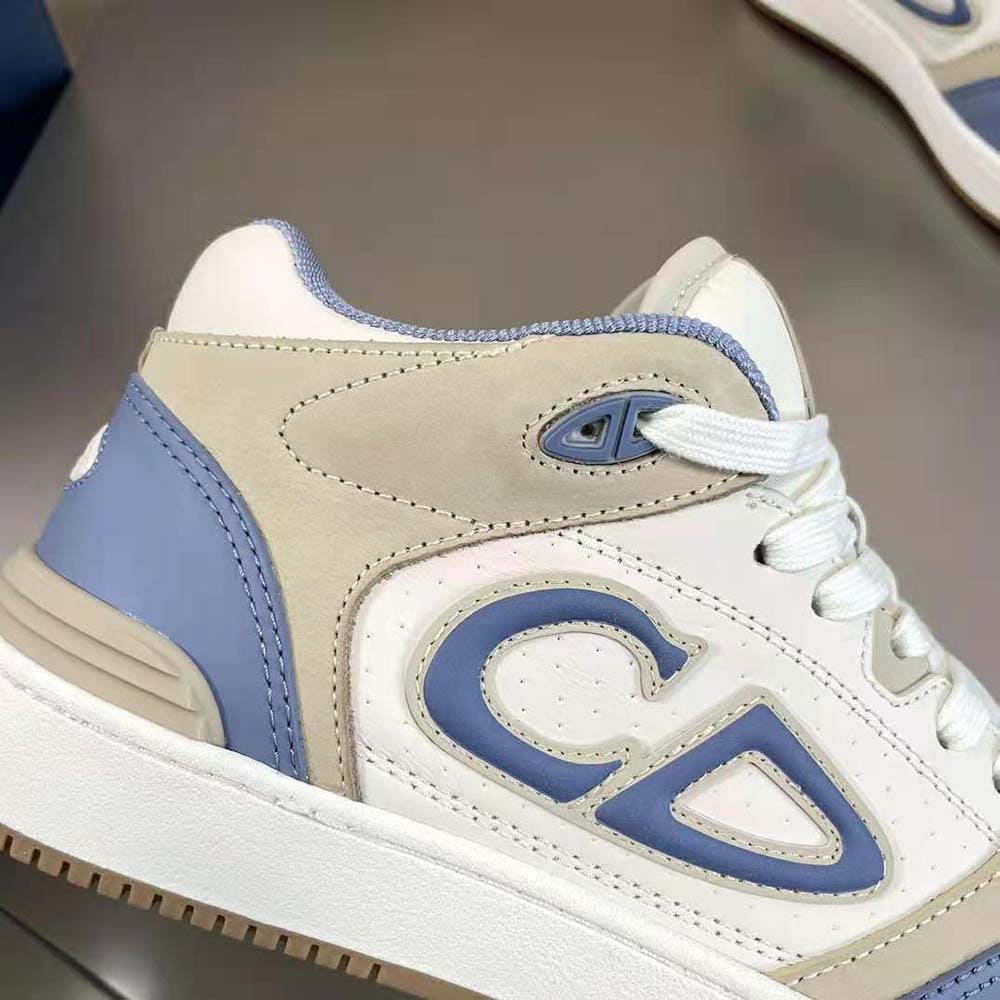 GIÀY DIOR B57 Mid-Top Sneaker Blue and Cream Smooth Calfskin and Beige Suede