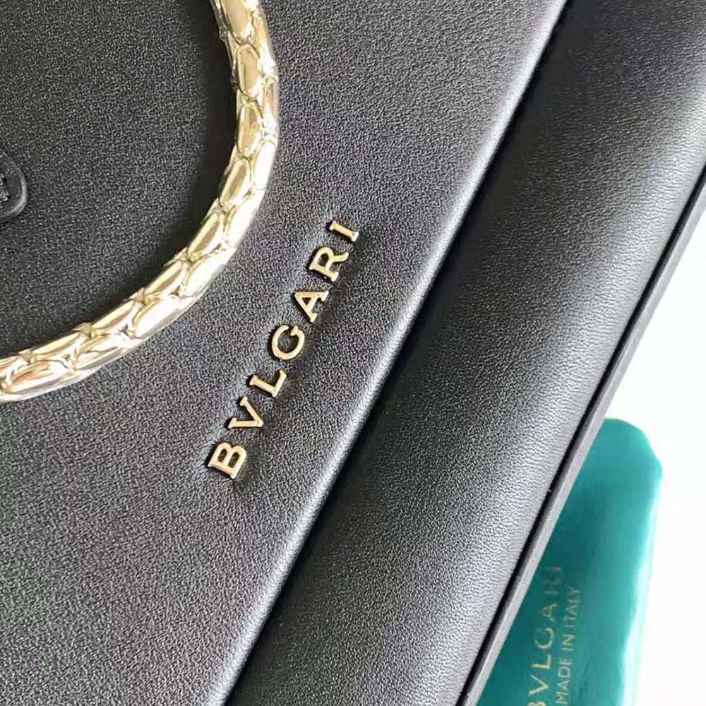 TÚI BVLGARI Women Serpenti Baia Small Shoulder Bag in Calf Leather-Black
