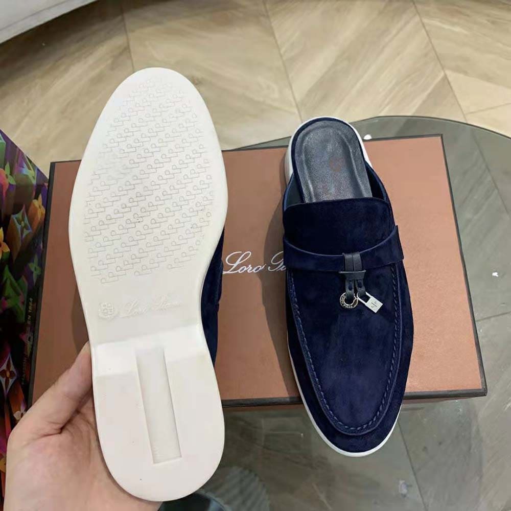 GIÀY LORO PIANA Unisex Babouche Charms Walk-Xanh navy TOP QUALITY SHOES AAA
