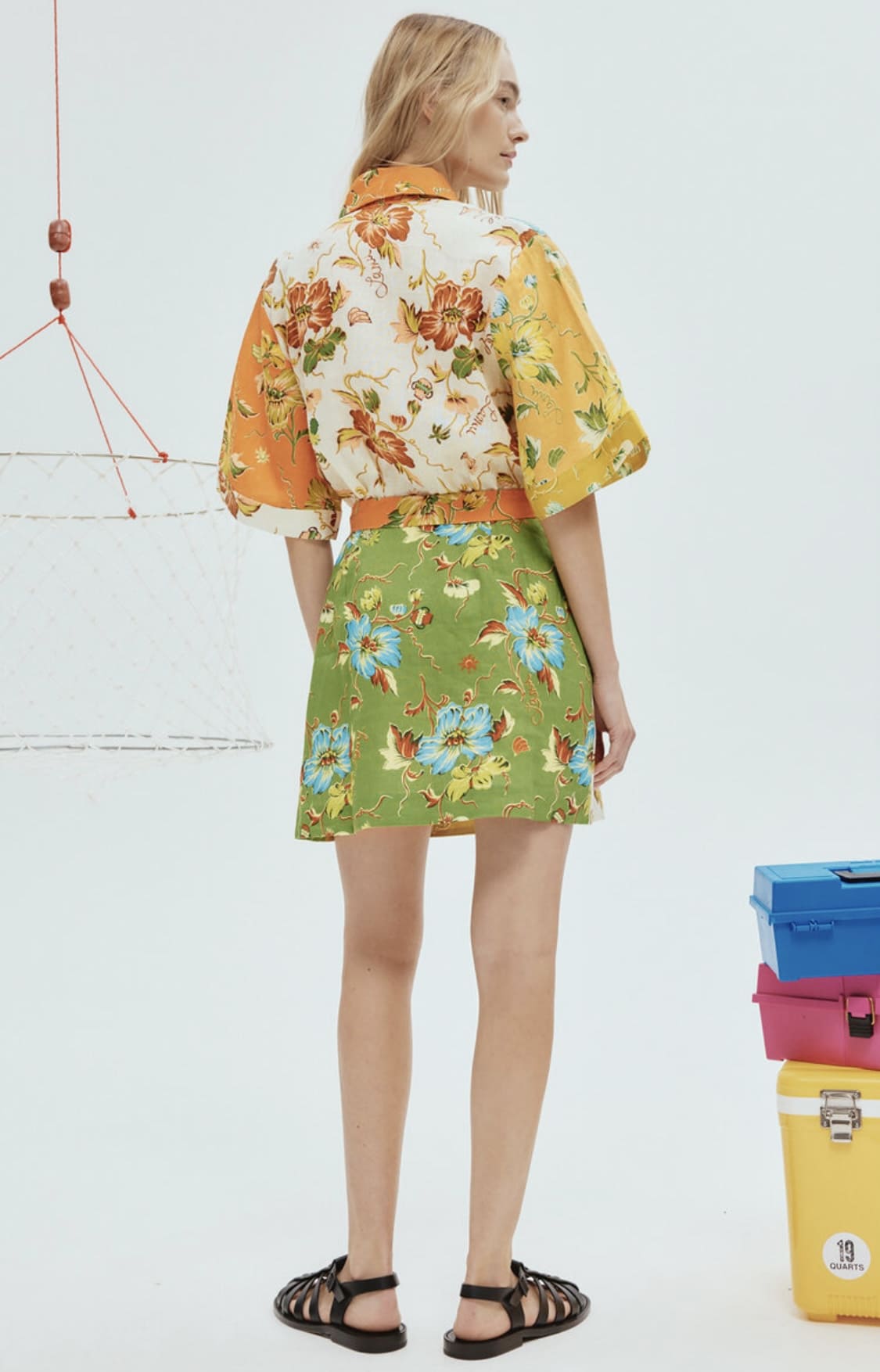 VÁY ALEMAIS LAMU COLORBLOCK IN LINEN High Classy