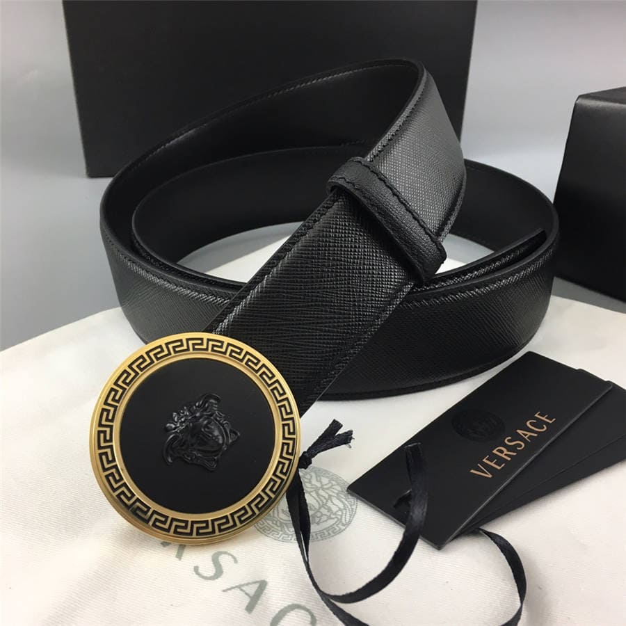 DÂY LƯNG VERSACE MEDUSA HEAD CIRCLE CALFSKIN LEATHER Khóa vàng
