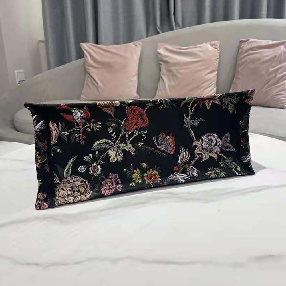 TÚI Dior Women Large Dior Book Tote Black Multicolor Dior Jardin Botanique Embroidery