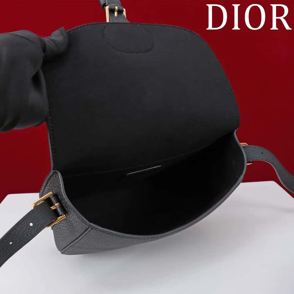 TÚI Dior Women Bobby East-West da bê vân đen cỡ trung