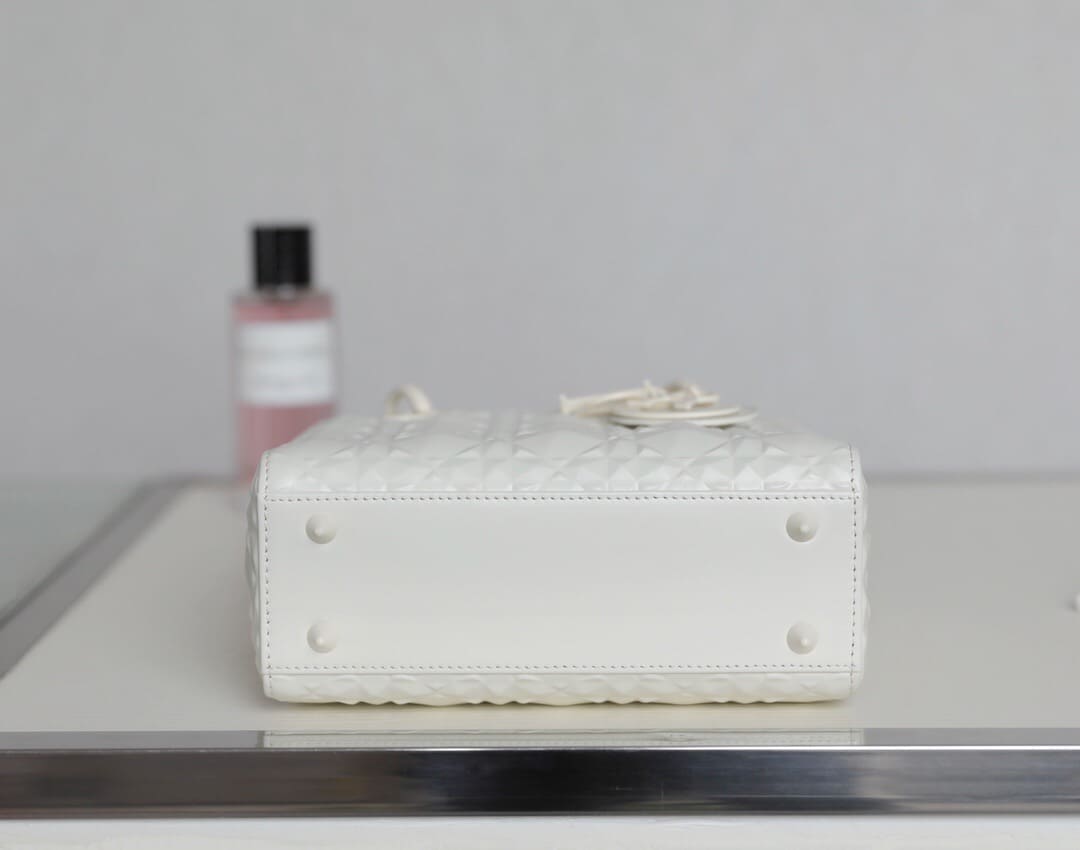 TÚI CHRISTIAN DIOR Small Lady Dior my Abcdior Bag White Cannage Calfskin with Diamond Motif Top Quality