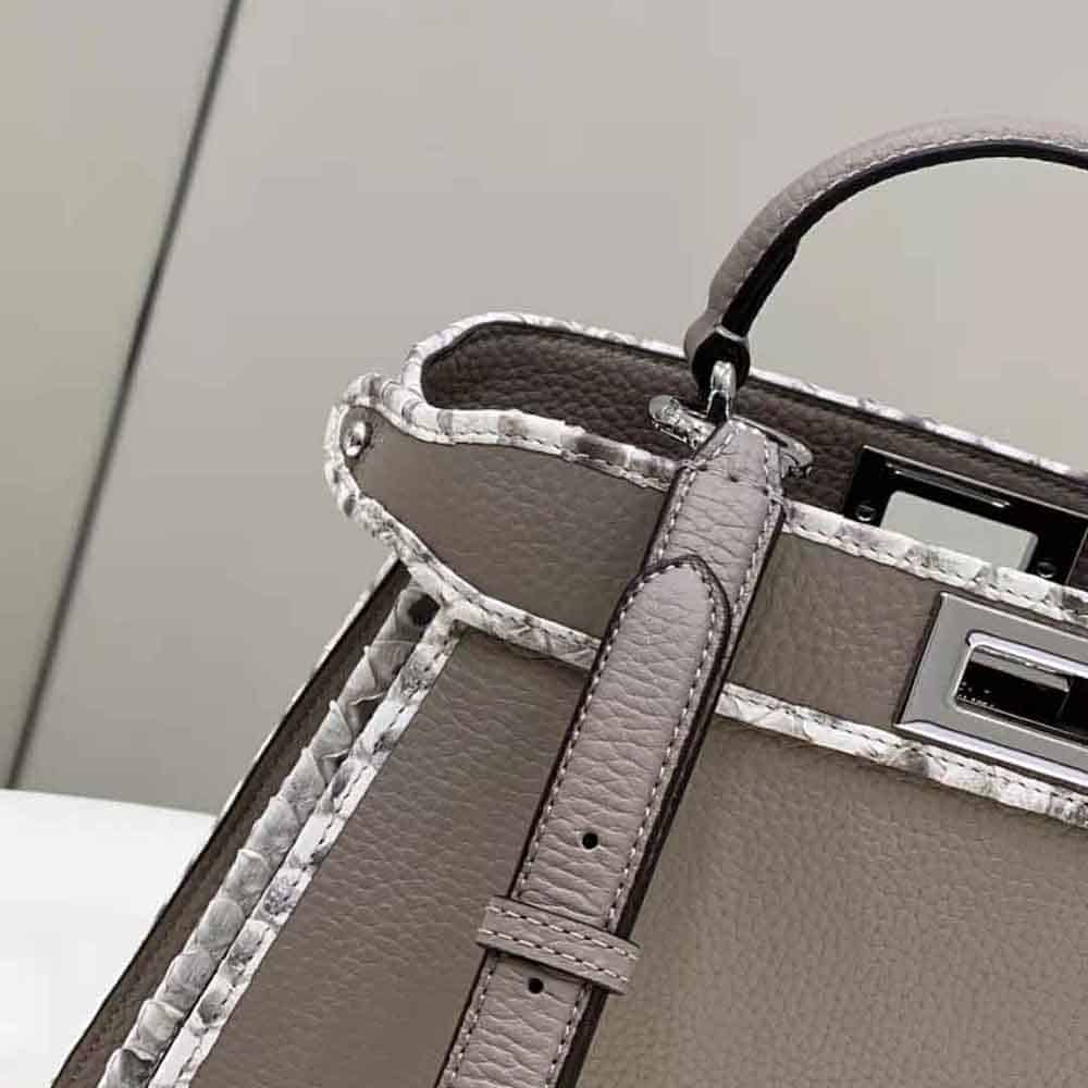 TÚI FENDI Women Peekaboo Iseeu Small Gray Full Grain Leather and Elaphe Bag