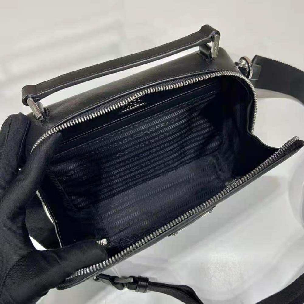 TÚI Prada Men Brique Saffiano Leather Bag-Black