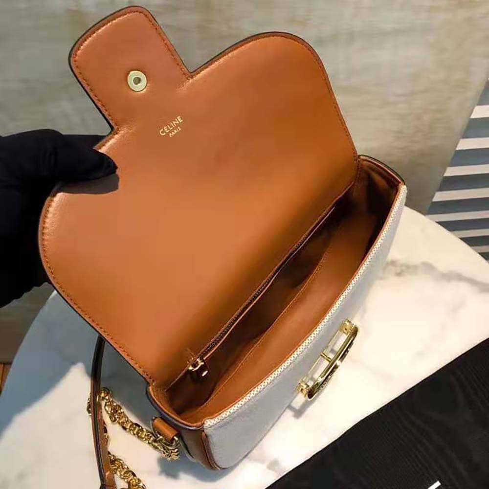 TÚI Celine Women Medium Chain Maillon Triomphe Bag in Textile and Calfskin