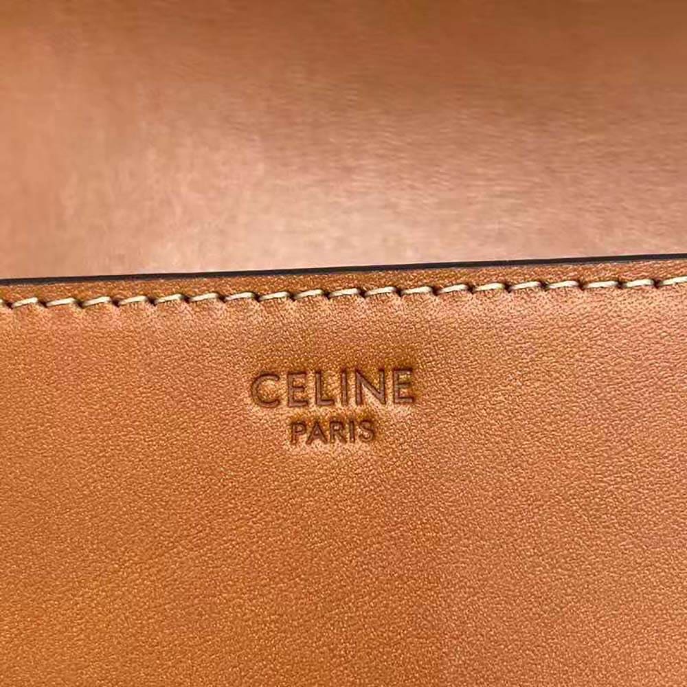 TÚI Celine Women Strap Bag Triomphe in Natural Calfskin-Brown