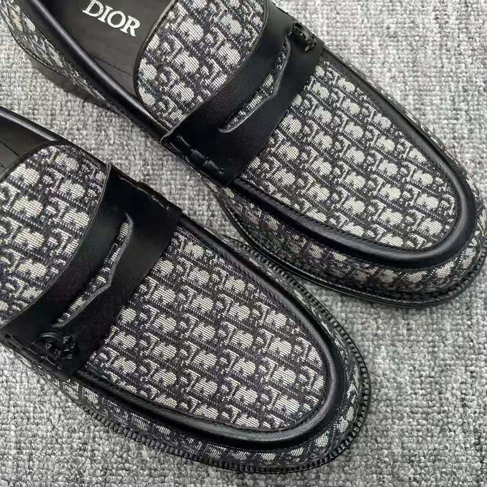 GIÀY DIOR Granville Loafer Beige and Black Dior Oblique Jacquard