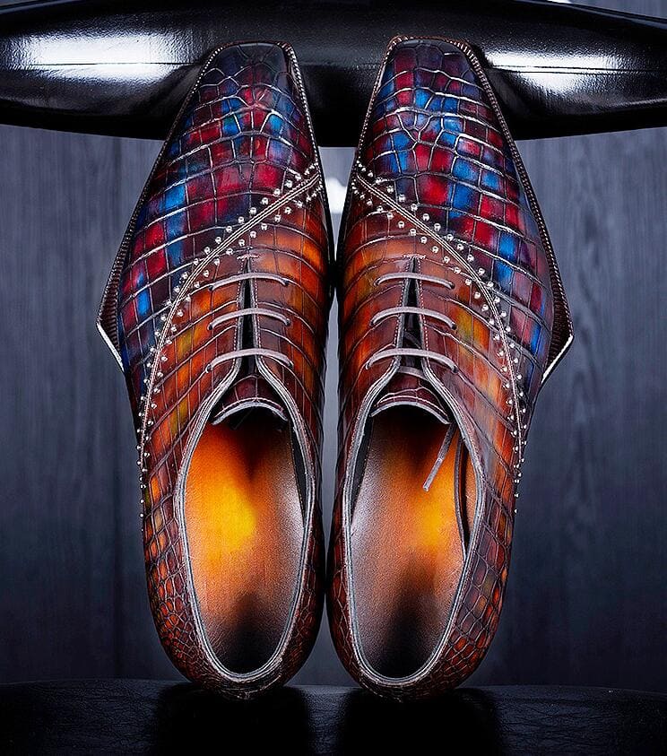 Giày Alligator Oxfords có dây buộc da cá sấu Alligator