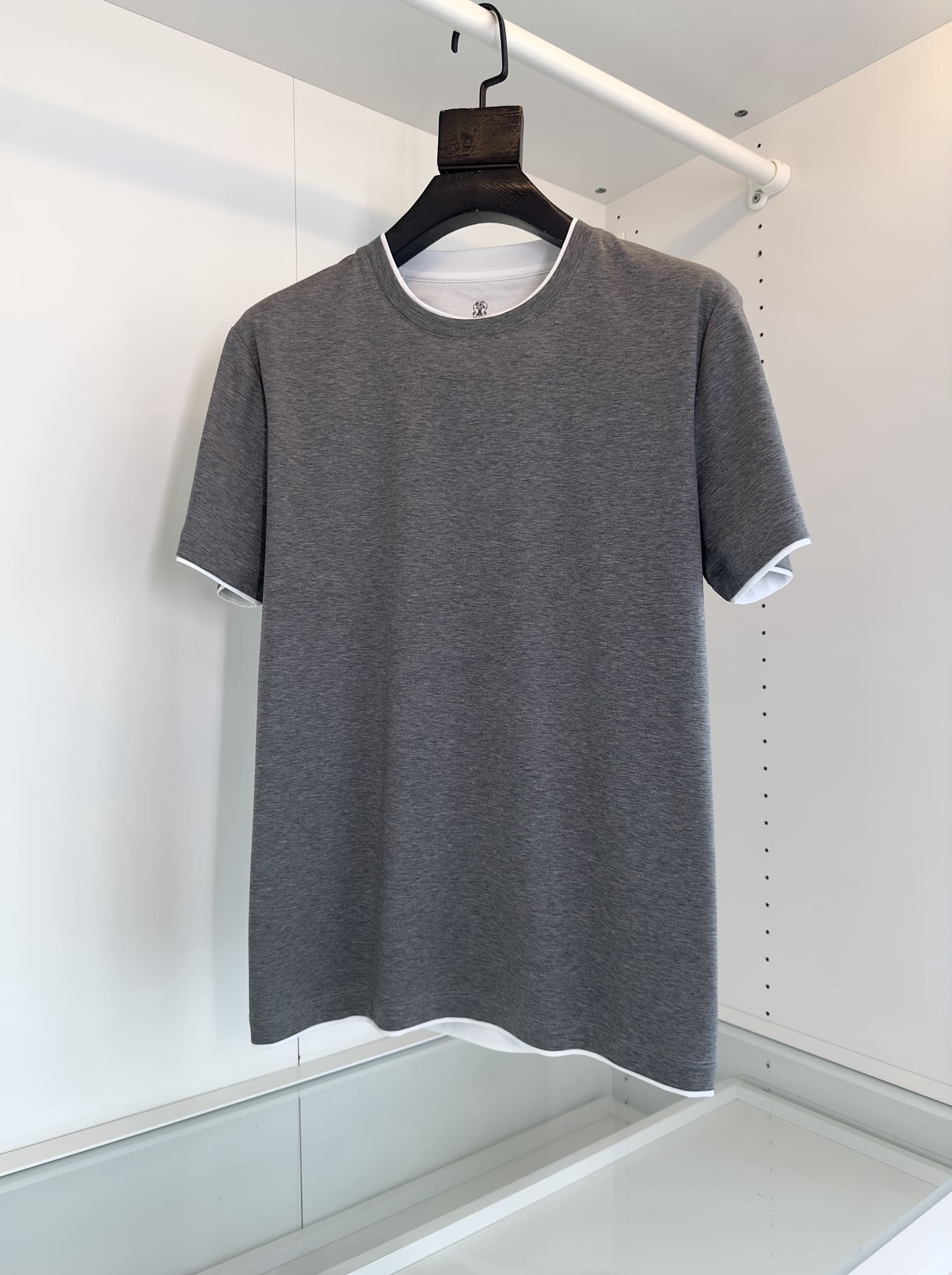 ÁO BRUNELLO CUCINELLI LOGO GRAY T SHIRT