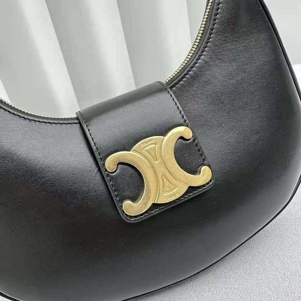 TÚI Celine Women Ava Triomphe Soft Bag in Smooth Calfskin-Black