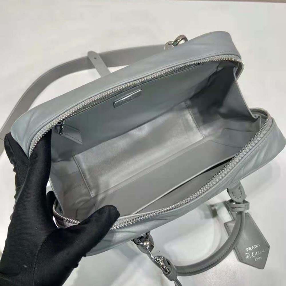 TÚI Prada Women Medium Antique Nappa Leather Top Handle Bag-Gray