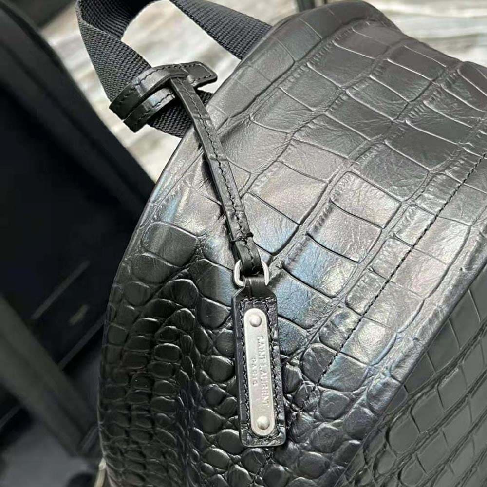 BALO Saint Laurent YSL City Backpack in Crocodile-Embossed Leather