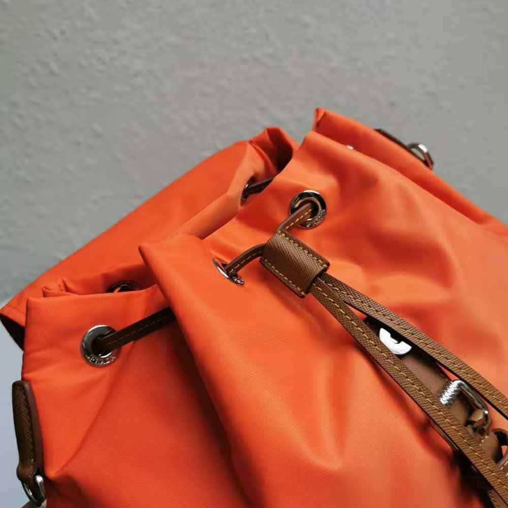 BALO Prada Women Nylon and Saffiano Leather Backpack-Orange