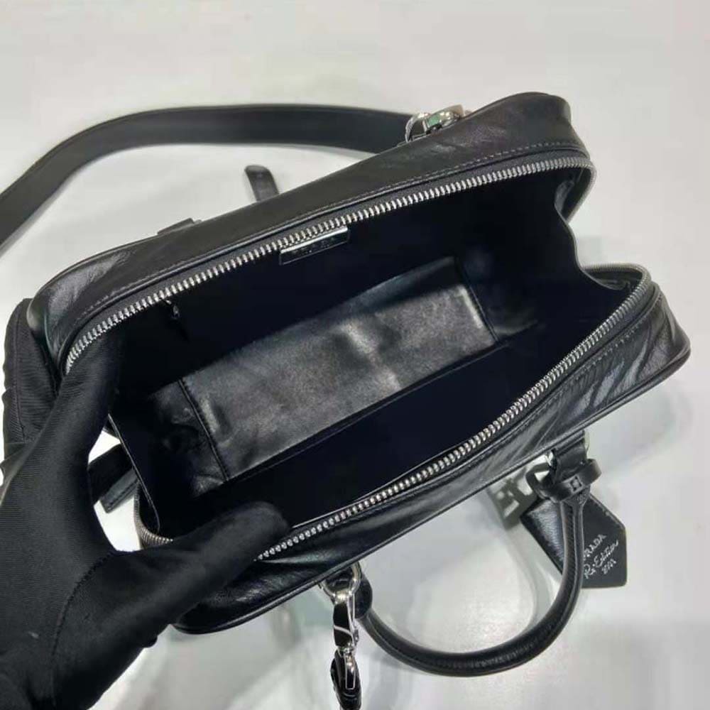 TÚI Prada Women Medium Antique Nappa Leather Top Handle Bag-Black