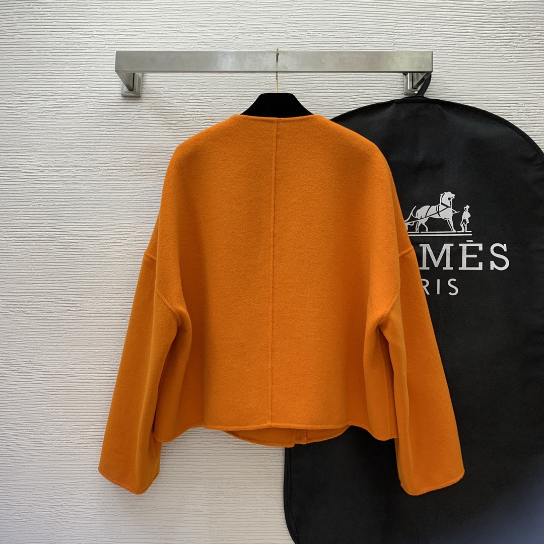 ÁO HERMES CASHMERE ORANGE MID Jacket Top AAA