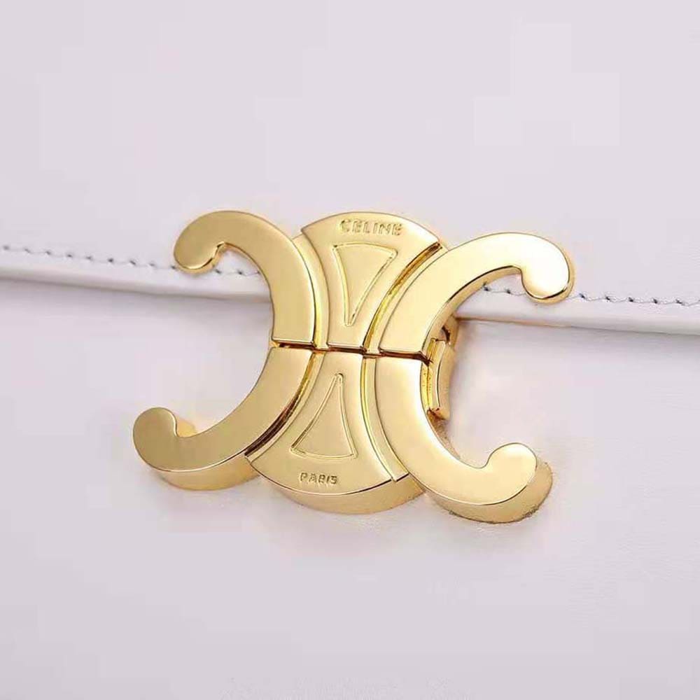 TÚI Celine Women Medium Triomphe Bag in Shiny Calfskin-White