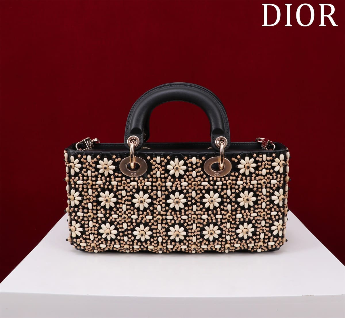 TÚI CHRISTIAN DIOR Lady-Joy embroiders wooden beads hạt gỗ