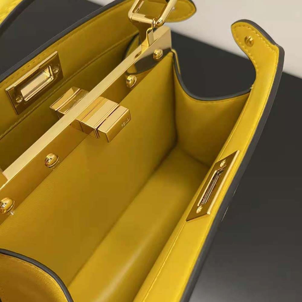 TÚI Fendi Women Peekaboo ISeeU Petite Yellow Padded Nappa Leather Bag