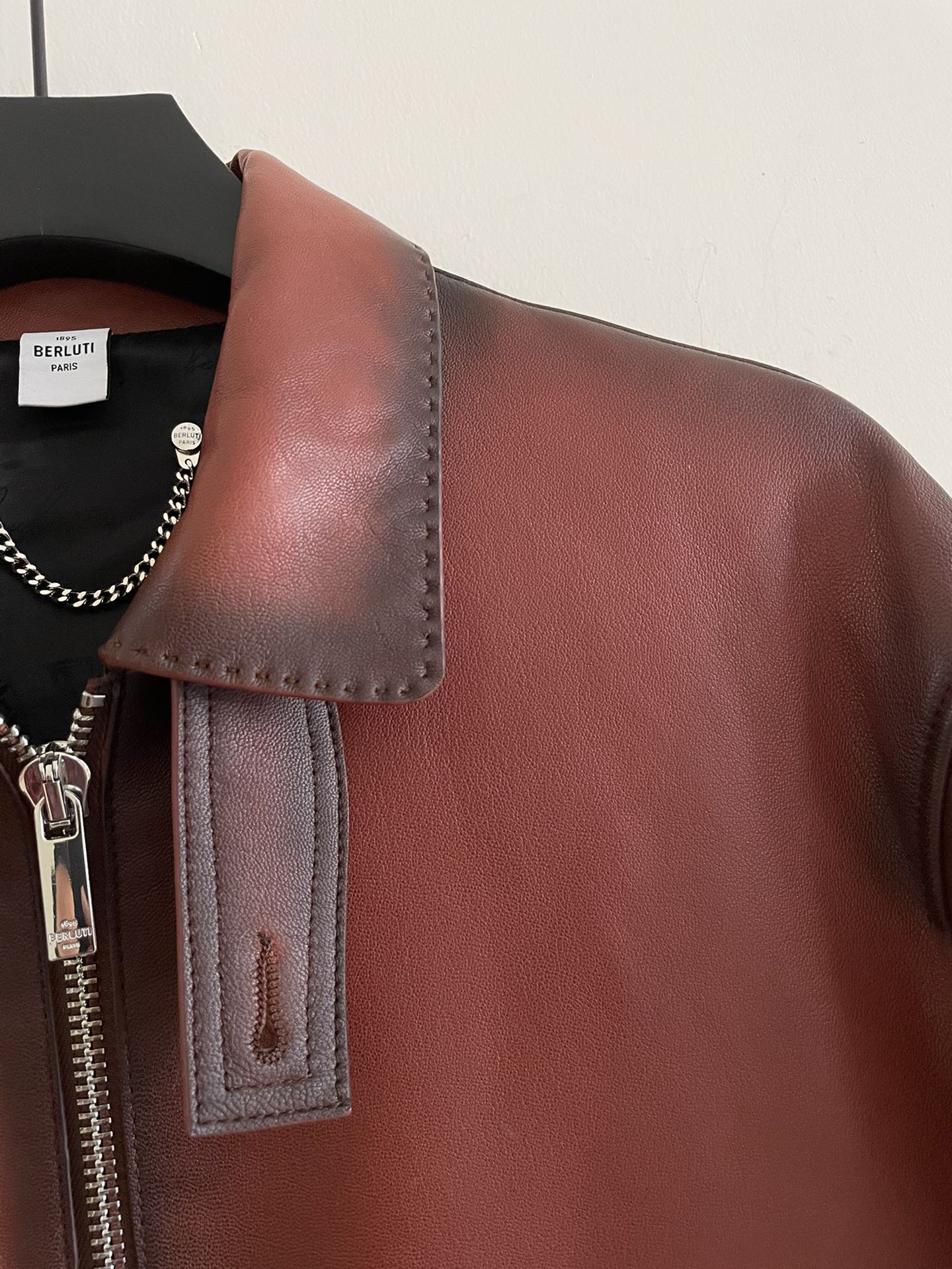 ÁO BERLUTI LEATHER JACKET COGNAC