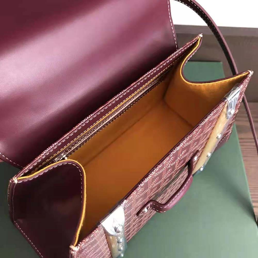TÚI Goyard Women Sac Saïgon PM in Toile Goyardine & Clamecy Calfskin-Maroon