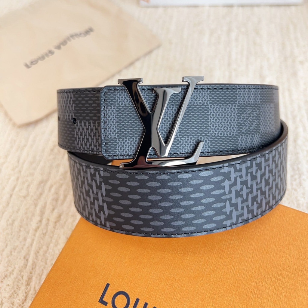 DÂY LƯNG LOUIS VUITTON BLACK MONOGRAM LEATHER Khóa bóng mờ