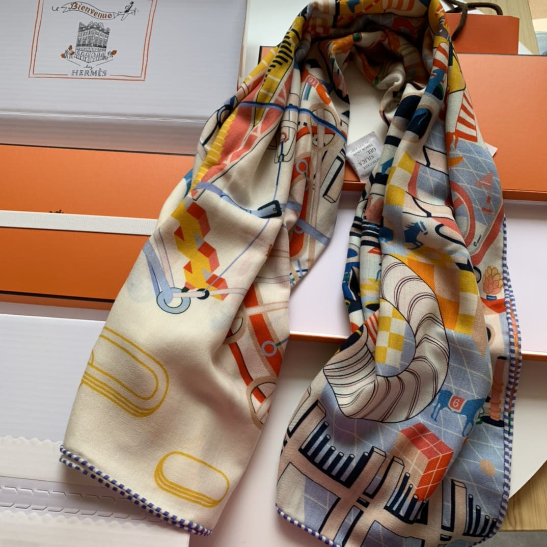 KHĂN HERMES H Family cashmere scarf