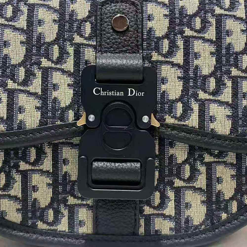 TÚI DIOR Gallop Messenger Bag Beige and Black Dior Oblique Jacquard and Black Grained Calfskin