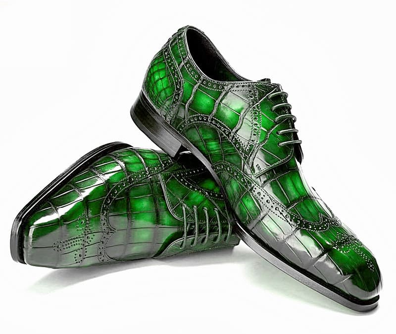 Giày Wingtip vẽ tay Giày Brogues dành cho nam da cá sấu thủ công có 3 màu