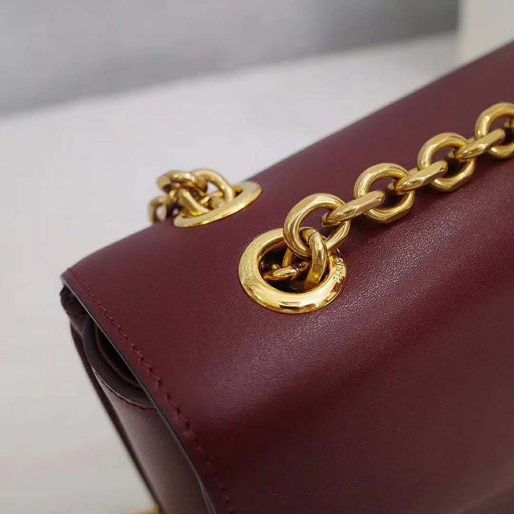 TÚI Celine Women Medium C Bag in Shiny Calfskin Leather-Maroon