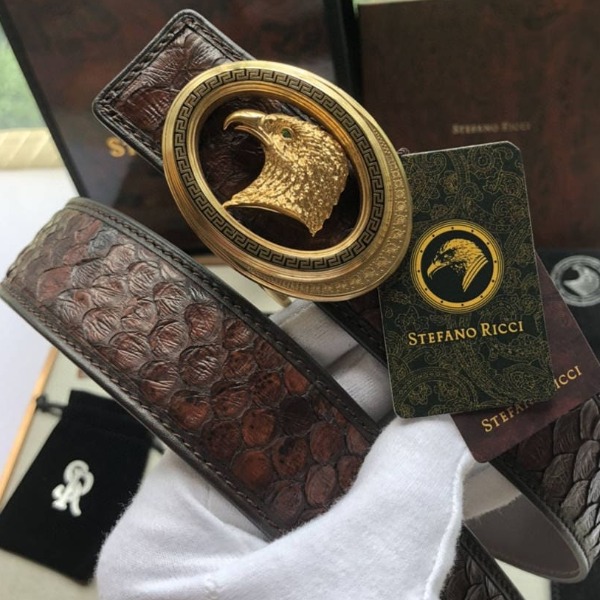 DÂY LƯNG STEFANO RICCI PYTHON LEATHER DA TRĂN Belt Khóa vàng