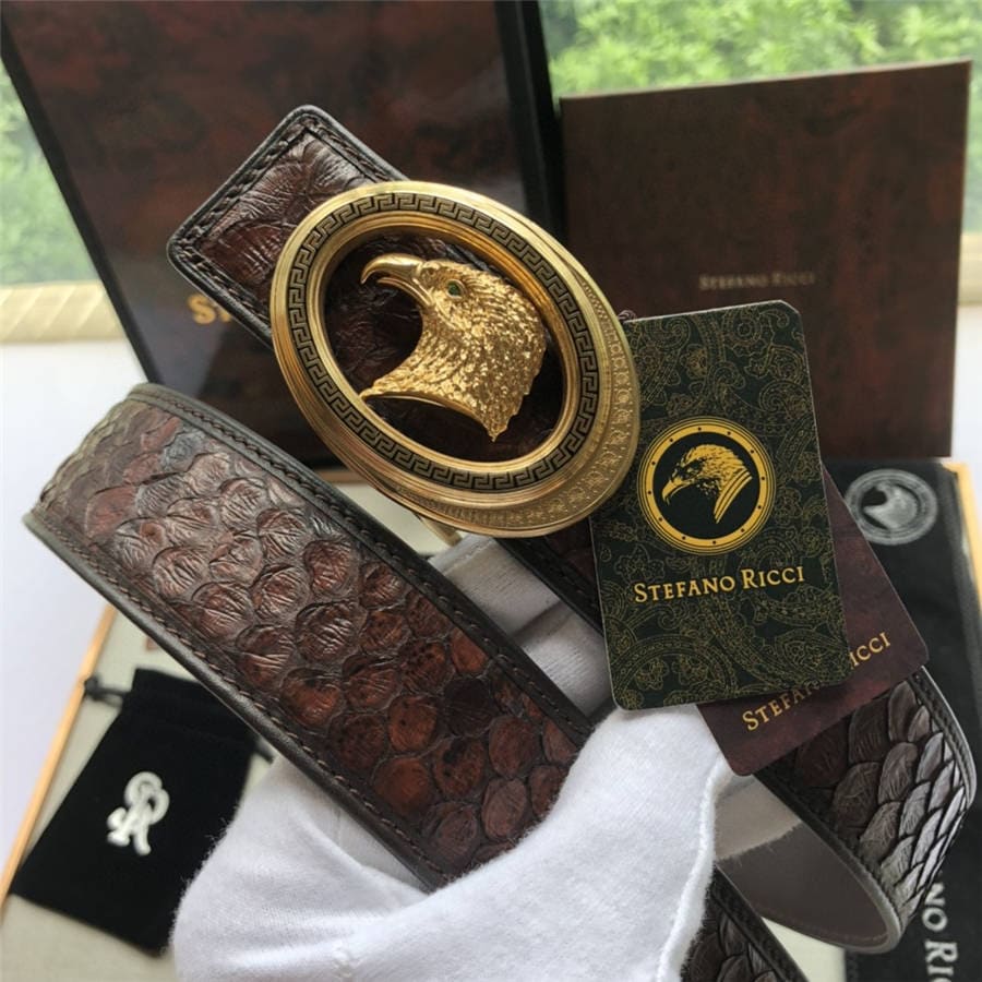 DÂY LƯNG STEFANO RICCI PYTHON LEATHER DA TRĂN Belt Khóa bạc