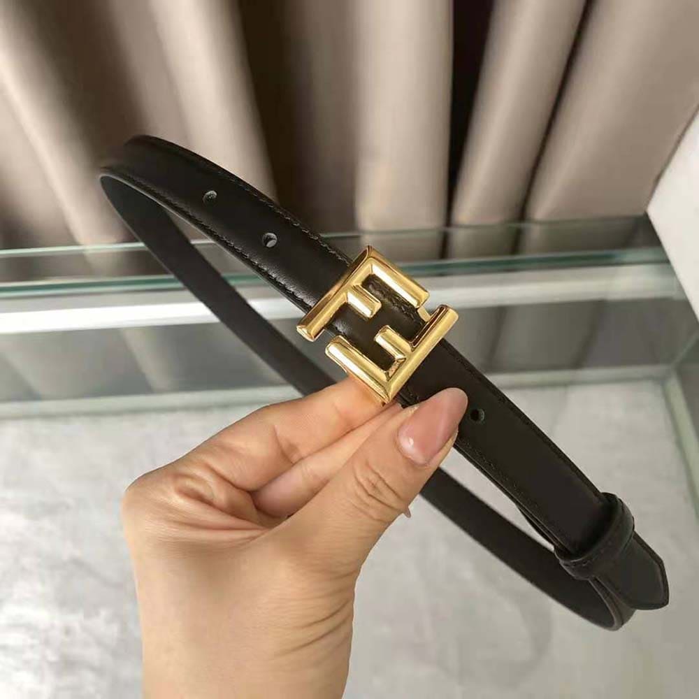 DÂY LƯNG Fendi Women Thin Belt with Loop and FF Stud Buckle-Black