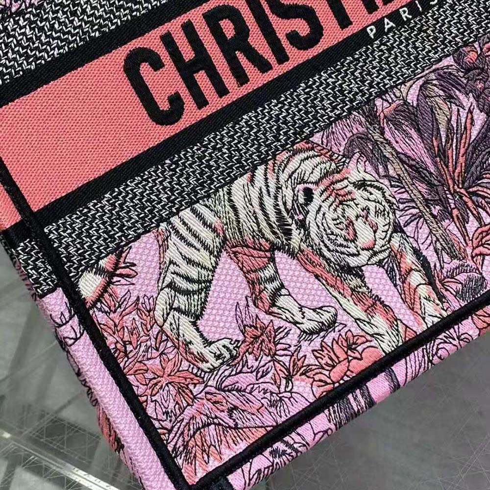 TÚI Dior Women Large Dior Book Tote Pink Multicolor Toile de Jouy Voyage Embroidery