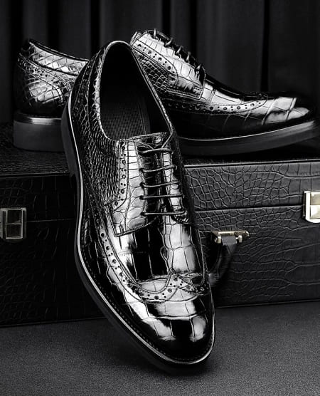 Giày da cá sấu cổ điển buộc dây giày Wingtip Brogues