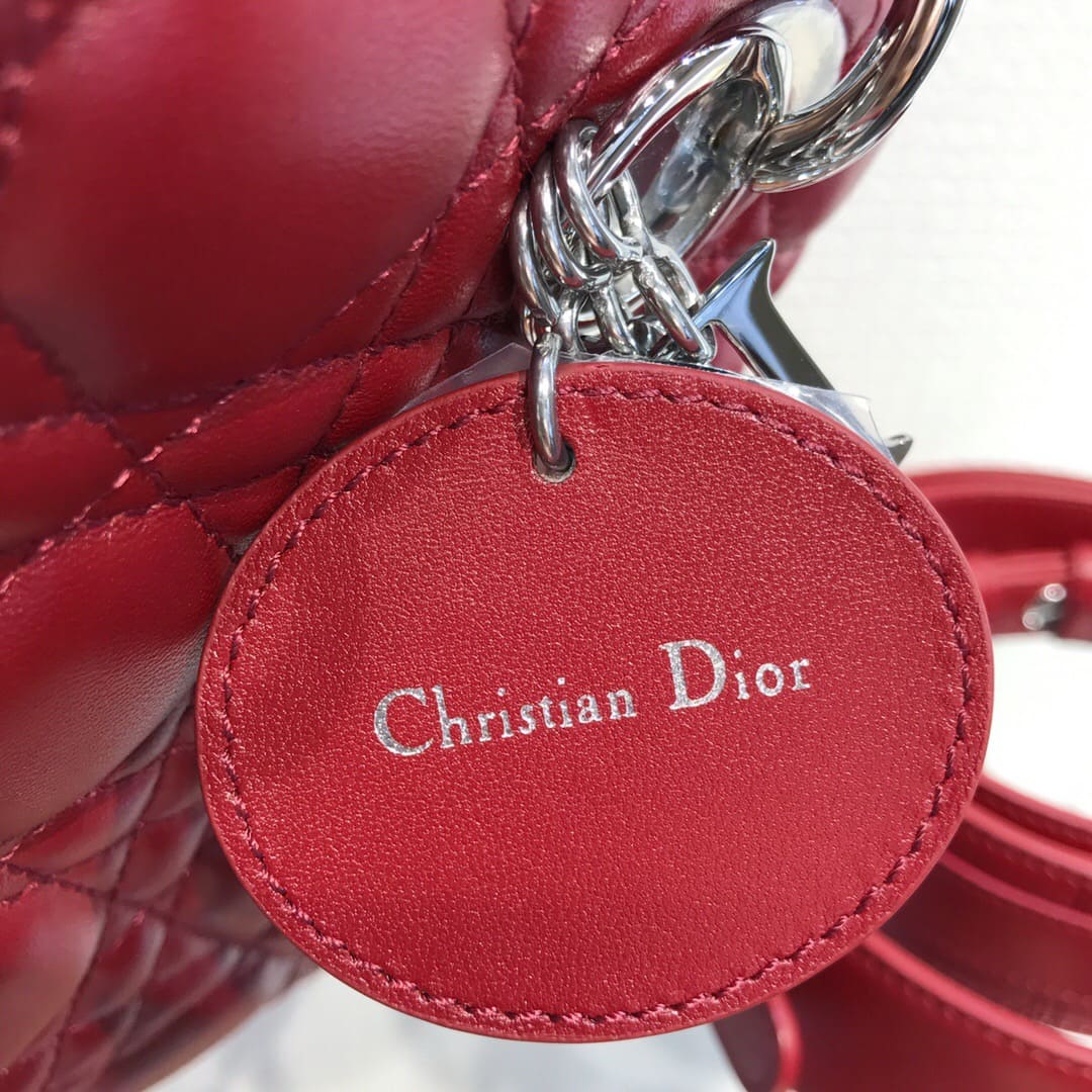 TÚI CHRISTIAN DIOR Lady Dior Bag Red Wine Cannage Lambskin Top Quality