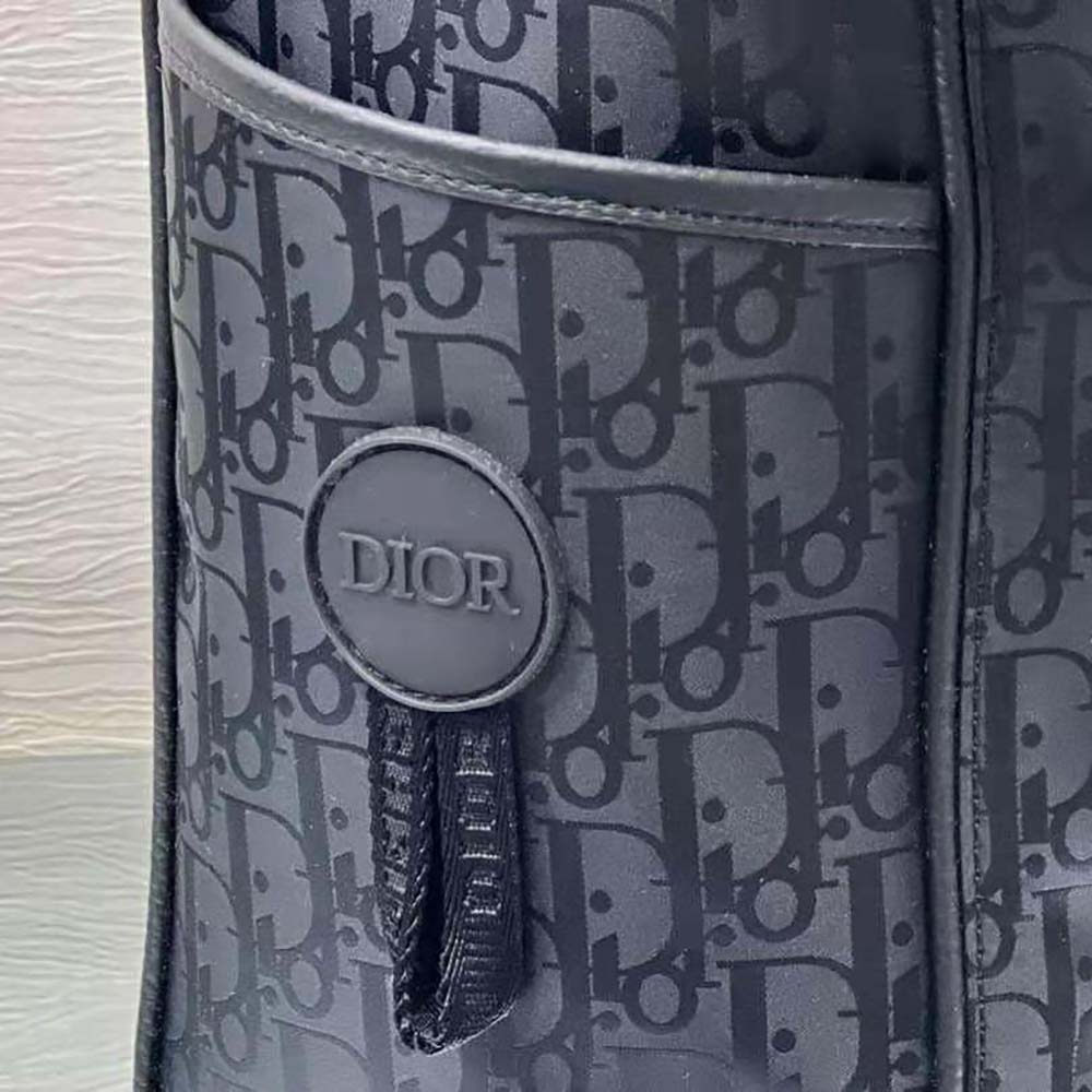 BALO DIOR Explorer Tote Bag Black Dior Oblique Mirage Technical Fabric and Grained Calfskin