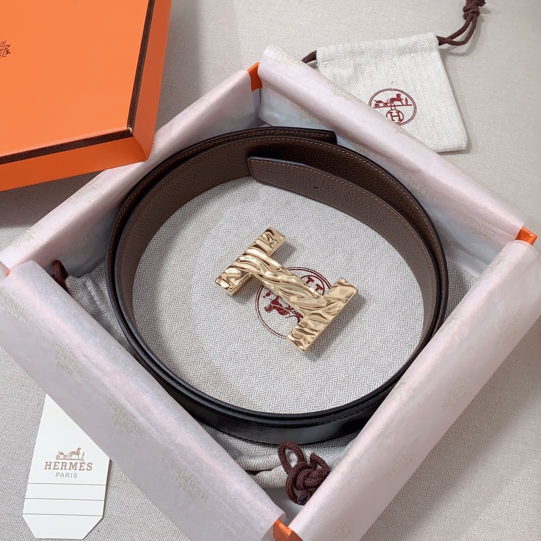 DÂY LƯNG HERMES H Togo leather hai mặt khóa vàng