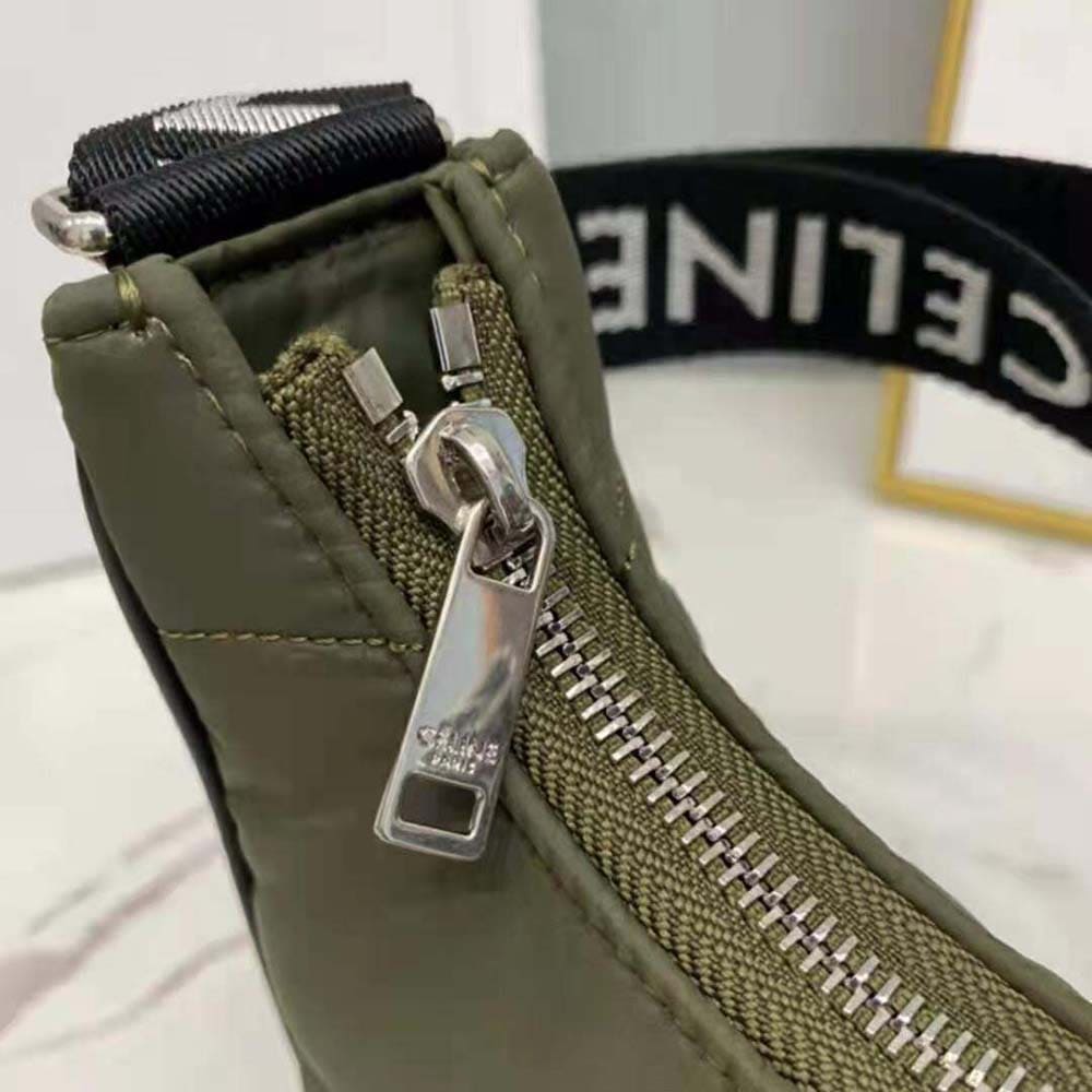 TÚI Celine Women Medium Ava Bag with Celine Strap in Quilted Nylon-Green