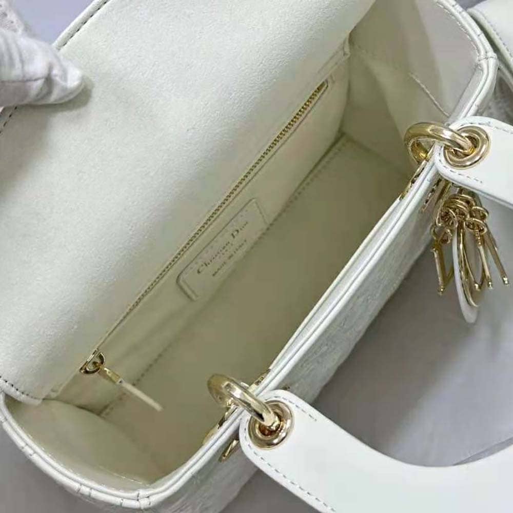 TÚI Dior Women Small Lady Dior my Abcdior Bag Latte Quilted-Effect Lambskin with Ornamental Motif