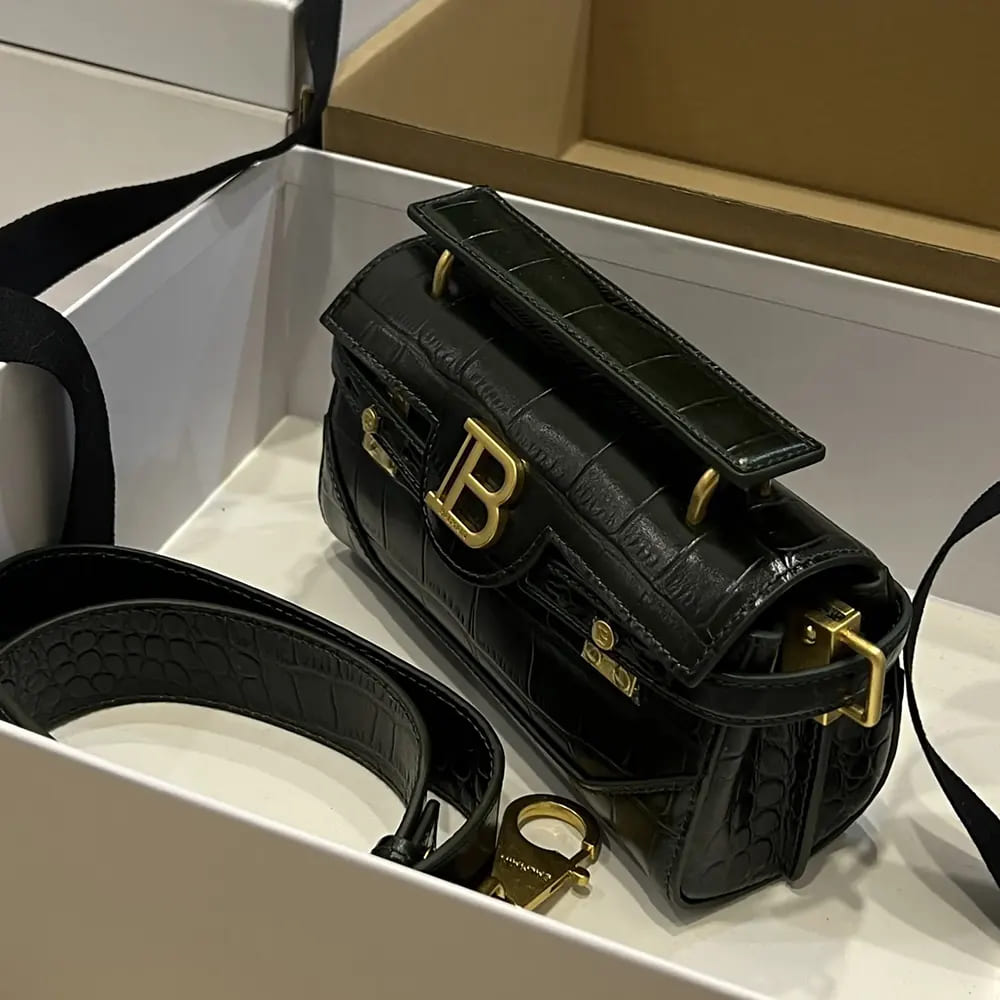 TÚI BALMAIN Women B-Buzz 19 Bag in Crocodile-print Leather