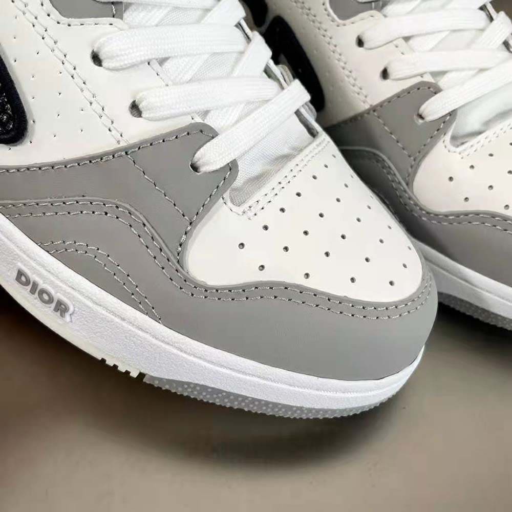 GIÀY DIOR B57 Mid-Top Sneaker Gray and White Smooth Calfskin