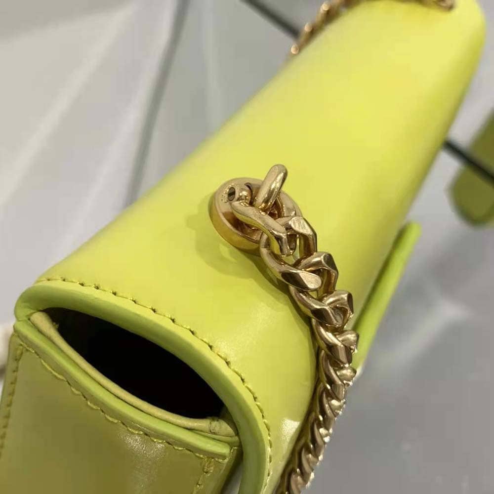 TÚI Celine Women Chain Shoulder Bag Cuir Triomphe in Shiny Calfskin-Yellow