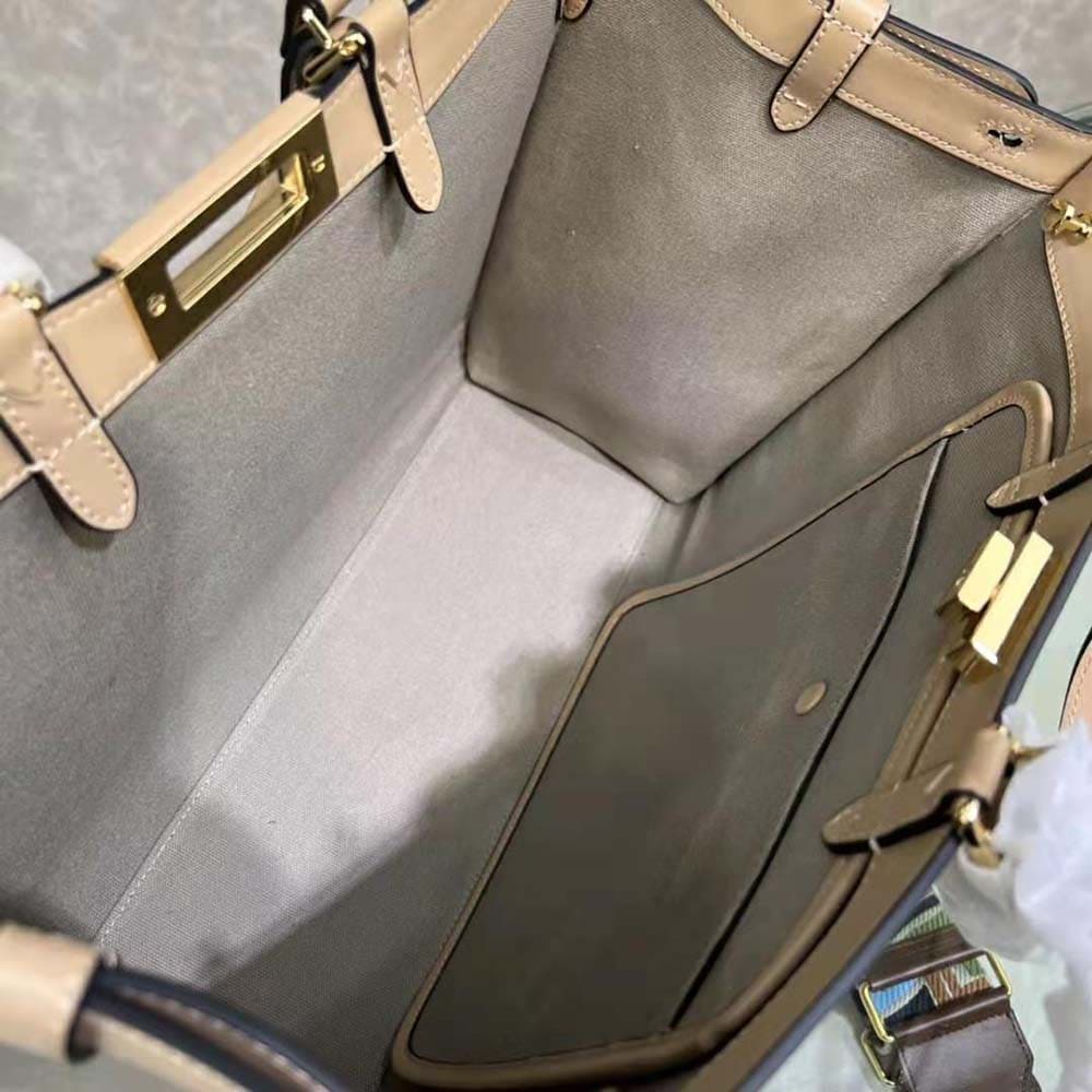 TÚI FENDI Medium Peekaboo X-Tote Gray Canvas Bag