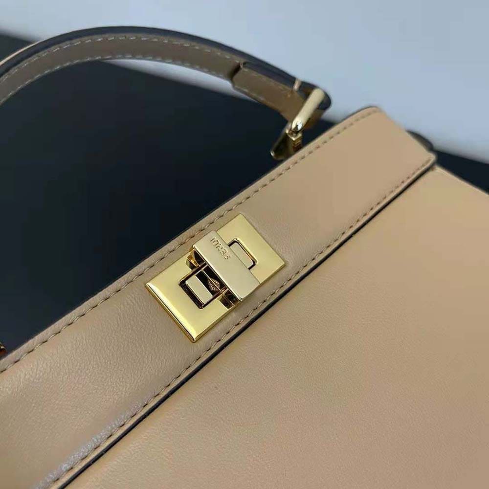 TÚI Fendi Women Peekaboo ISeeU Petite Beige Padded Nappa Leather Bag