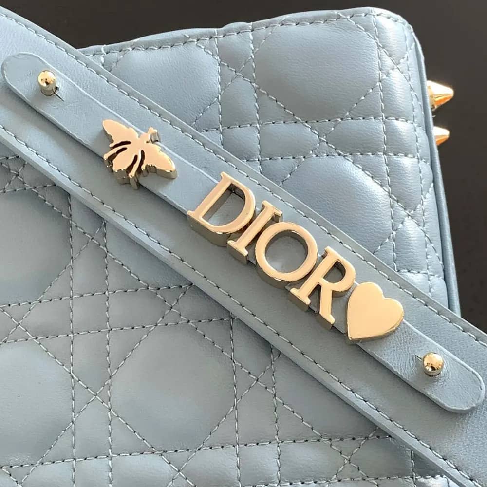 TÚI Dior Small Lady Dior My ABCDior Túi xách Pale Blue Cannage Lambskin